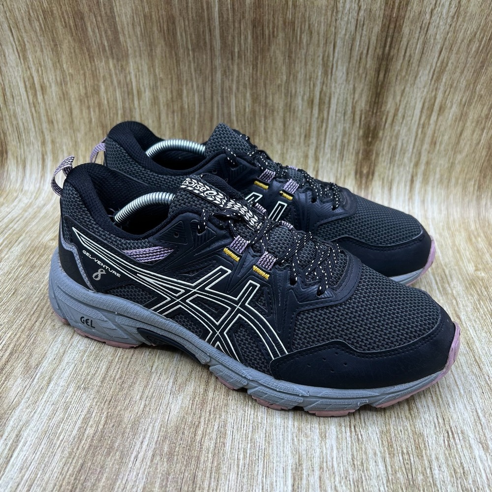 Asics Gel-Venture 8 Women's Size 8.5 Wide Black Grey Purple Trail Running Shoes
